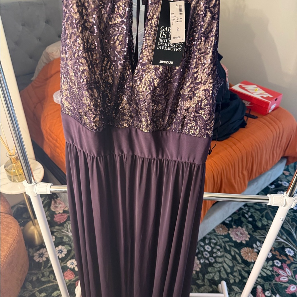 Avenue Purple and Gold Maxi Dress